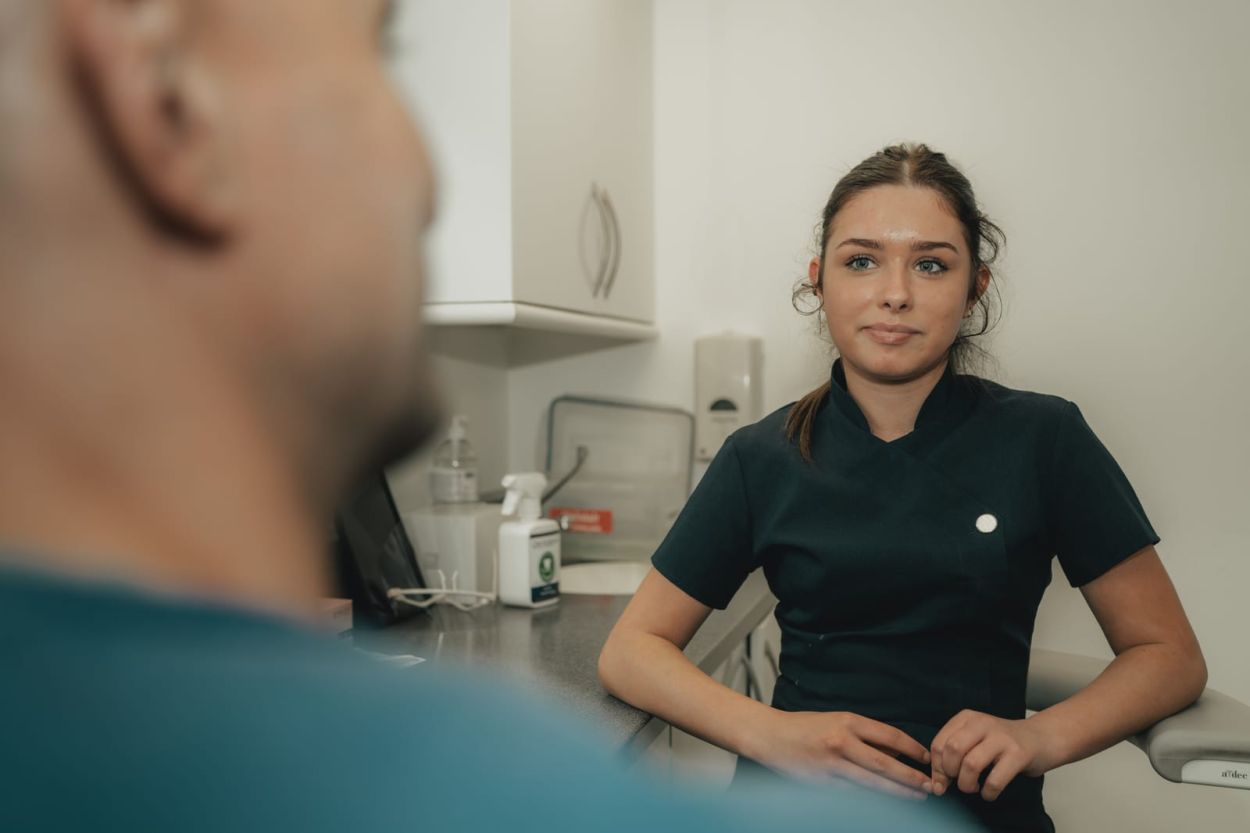 Relaxed patient receiving calm, caring dental care at Glendair Dental