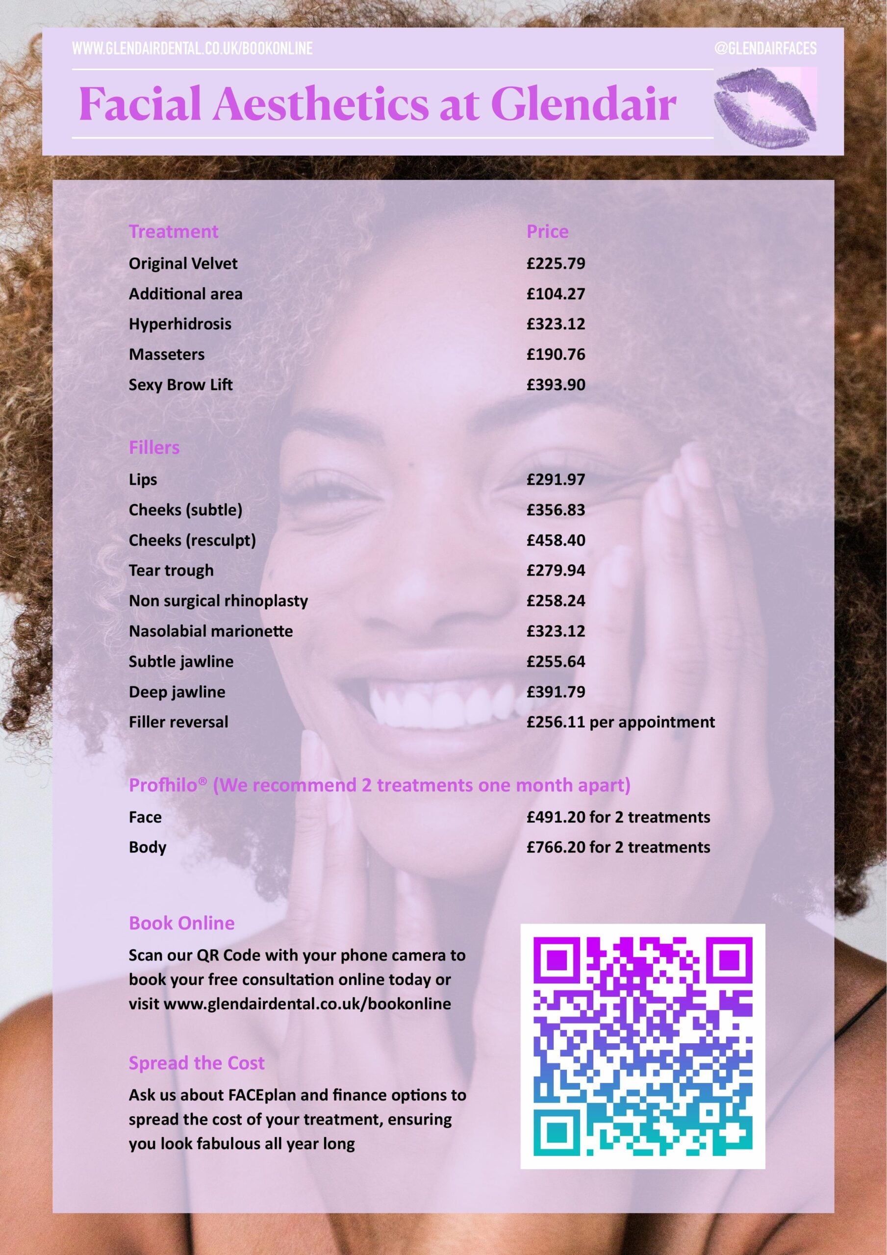 Glendair Dental Face And Beauty Treatments facial_aesthetics_page_ price list