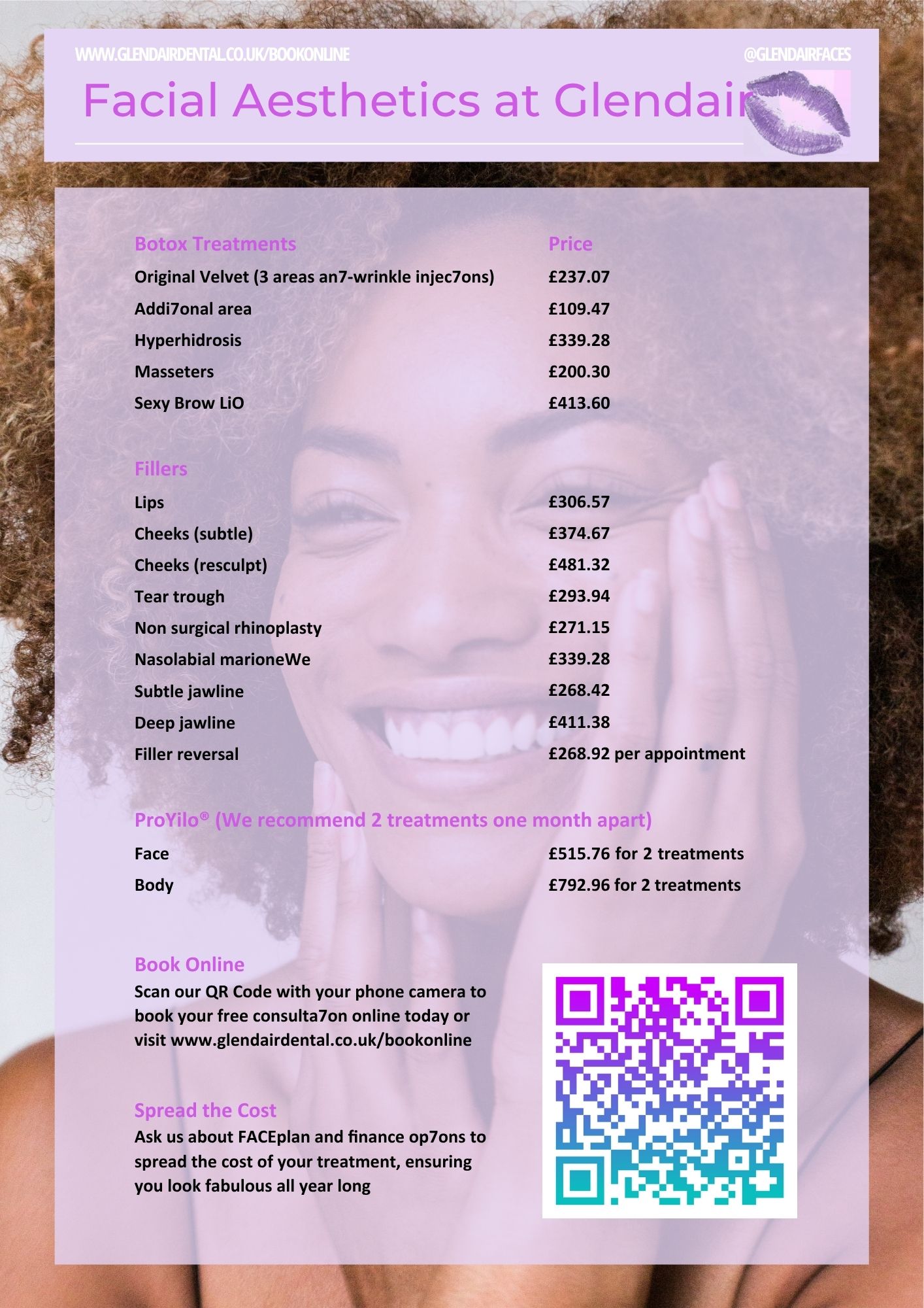 Glendair Dental Face And Beauty Treatments Glendair Facial Aesthetics price list